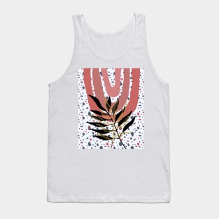 Abstract Shapes and Florals - Terrazzo - Pink, Blue, and Gold Tank Top